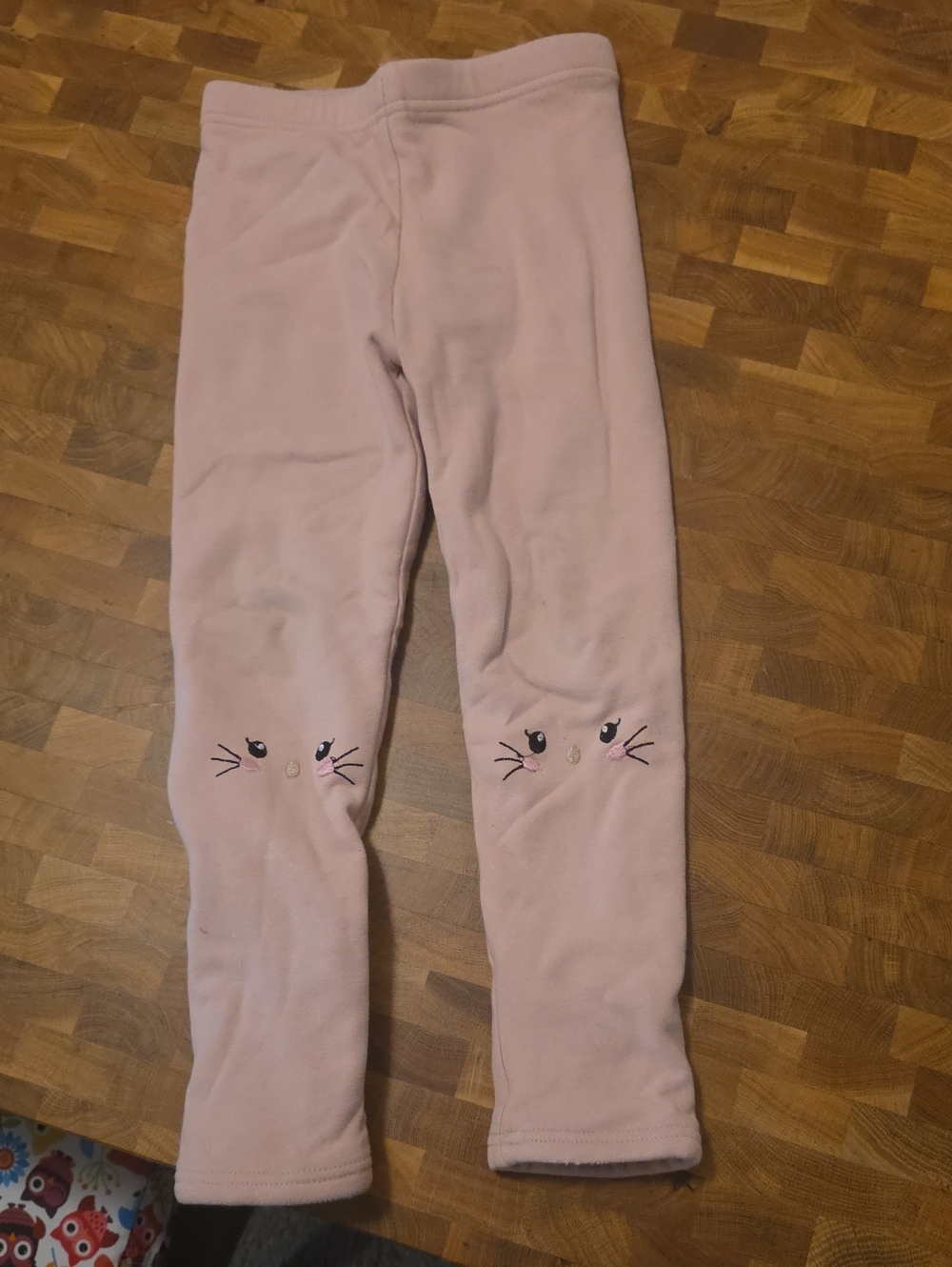 10 / $10 Light Pink Cat Face Fleece Leggings